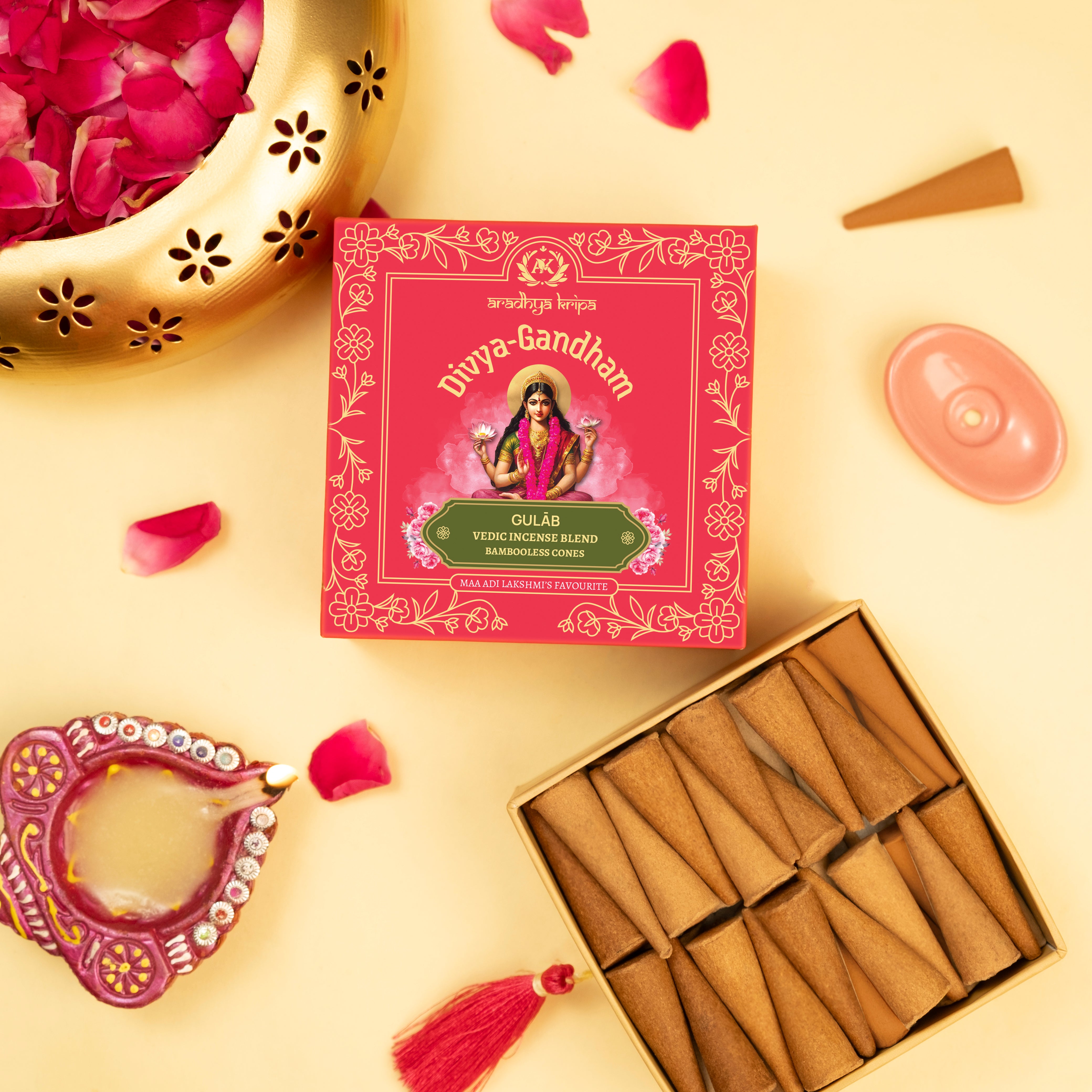 Vedic Incense (Dhoop) Cones -  Gulab | Rose