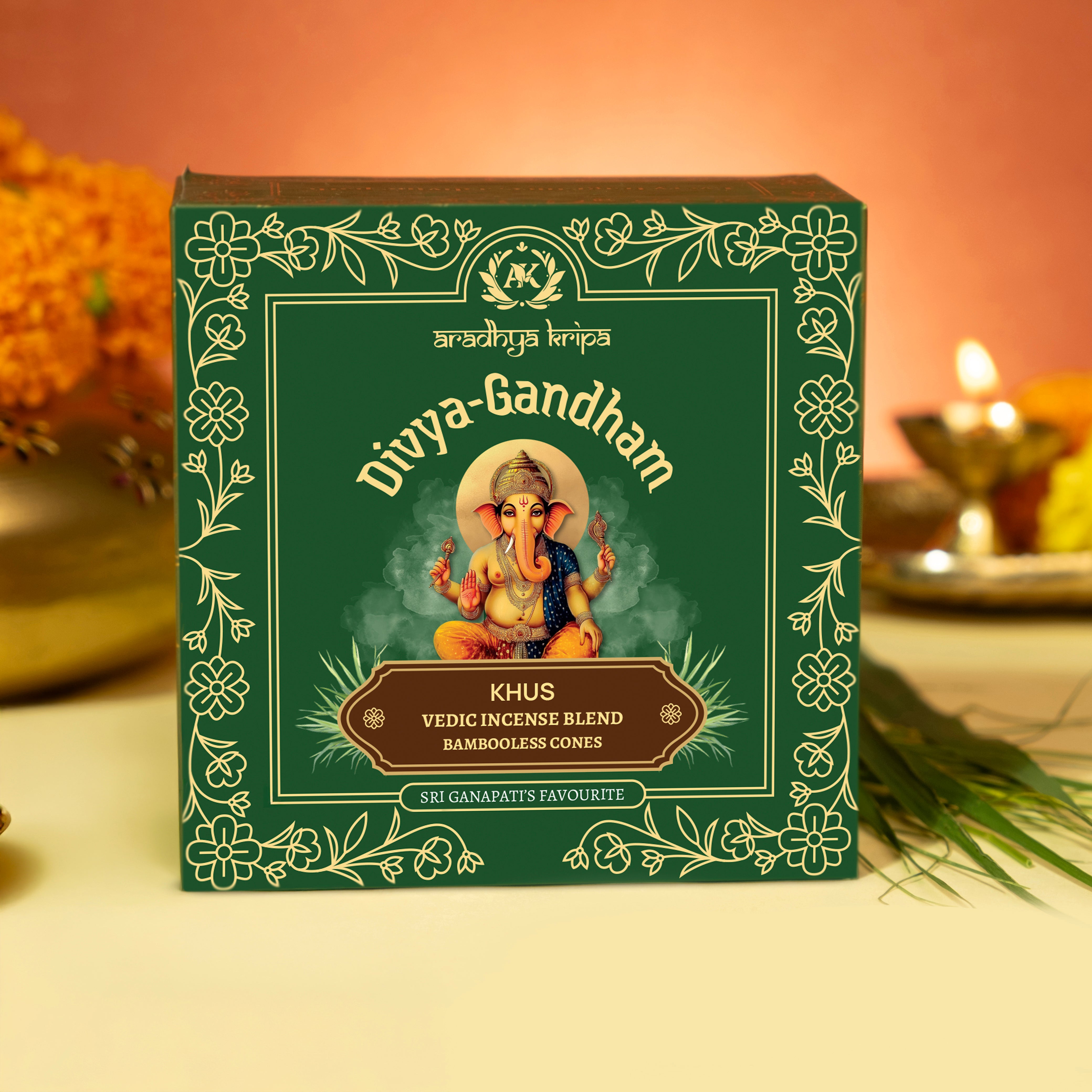 Vedic Incense (Dhoop) Cones -  Khus | Vetiver