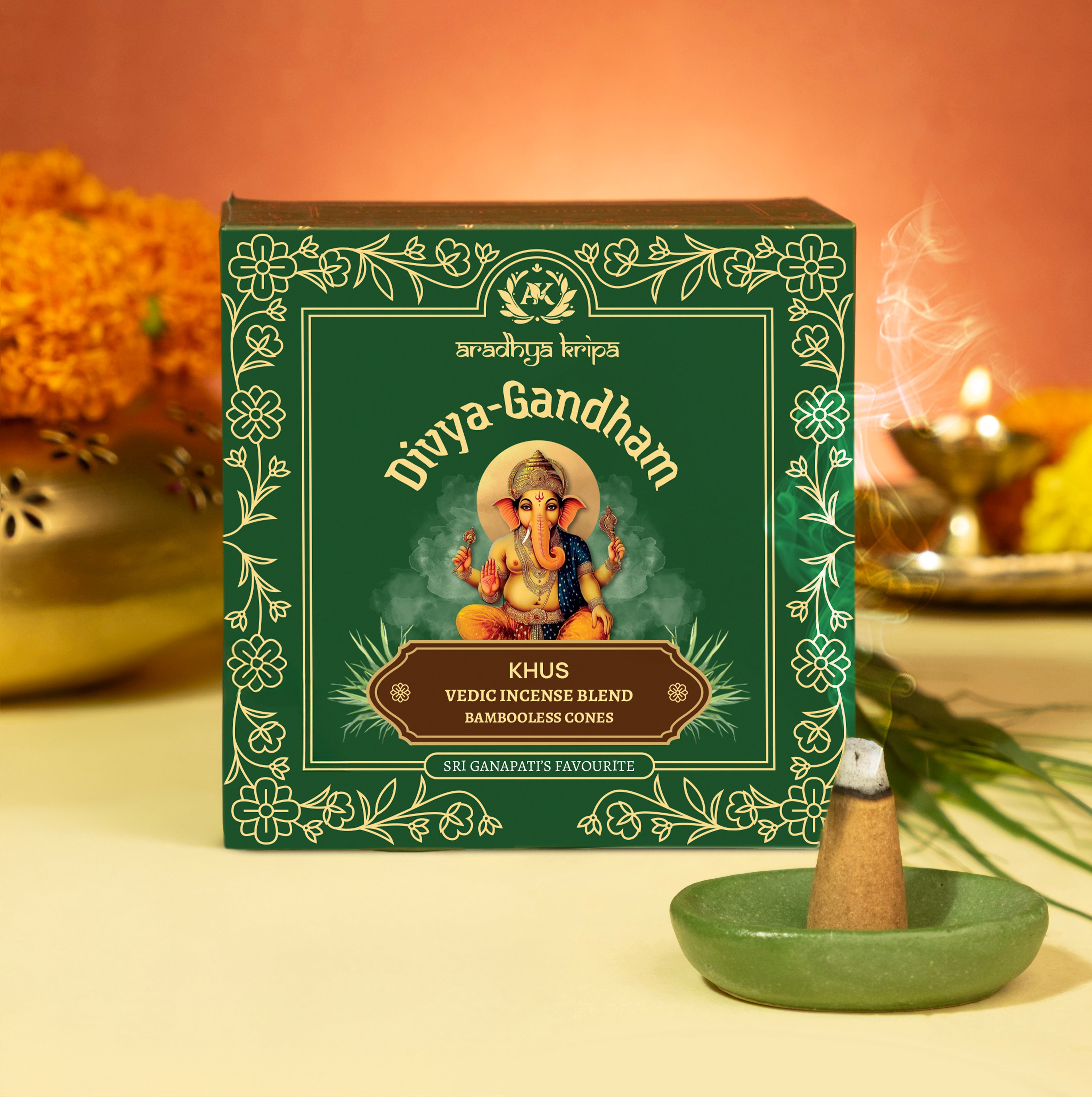 Vedic Incense (Dhoop) Cones -  Khus | Vetiver