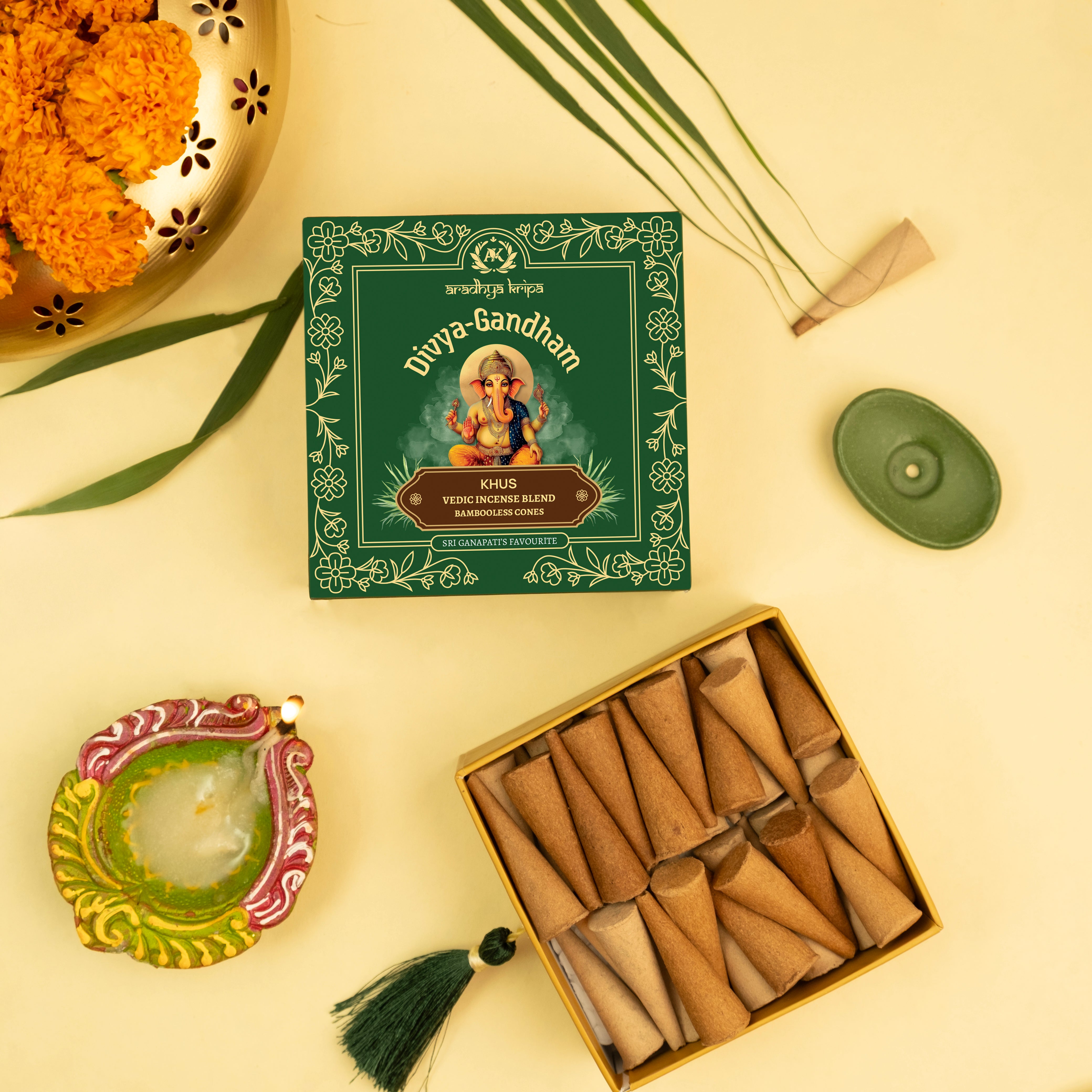 Vedic Incense (Dhoop) Cones -  Khus | Vetiver