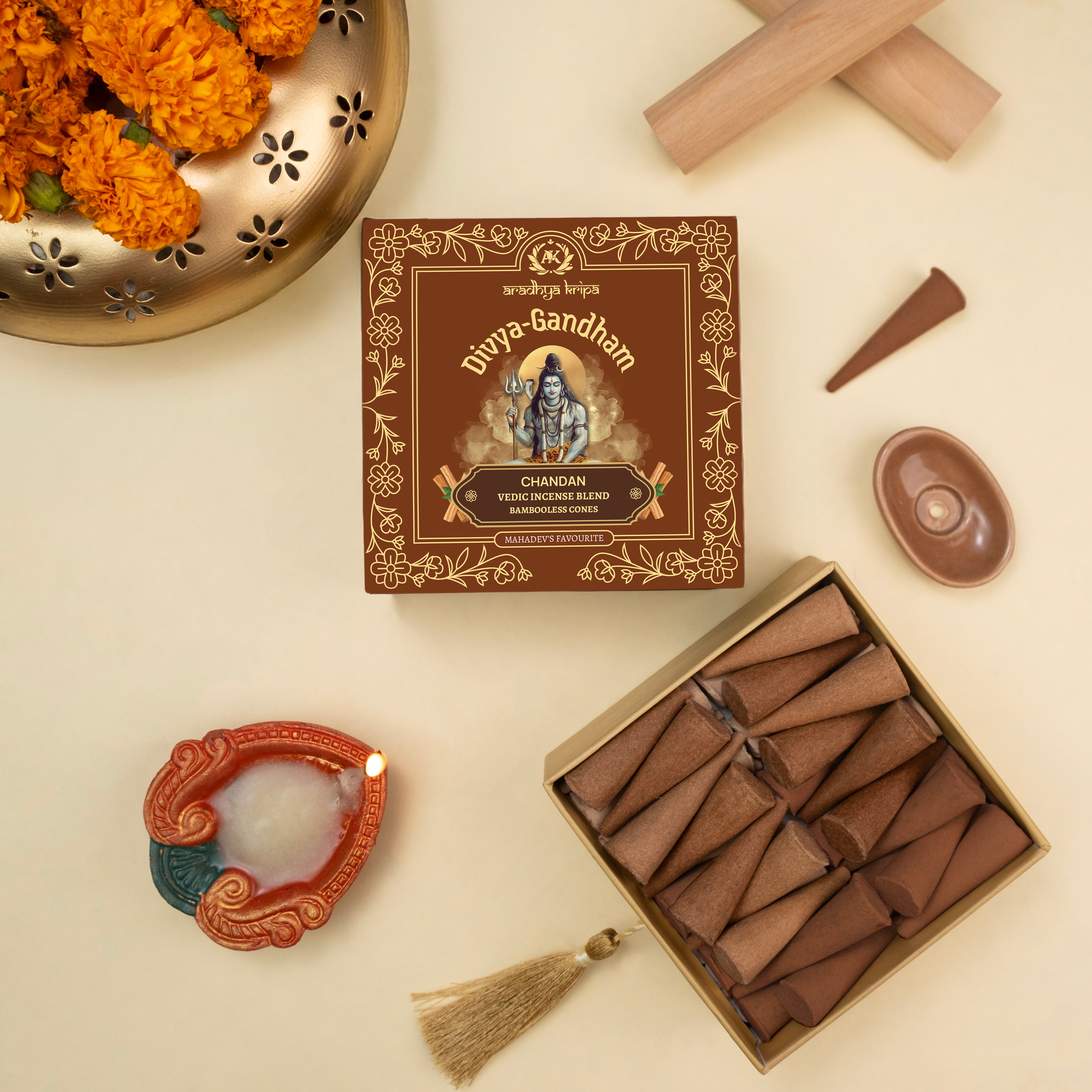 Vedic Incense (Dhoop) Cones - Chandan | Sandalwood