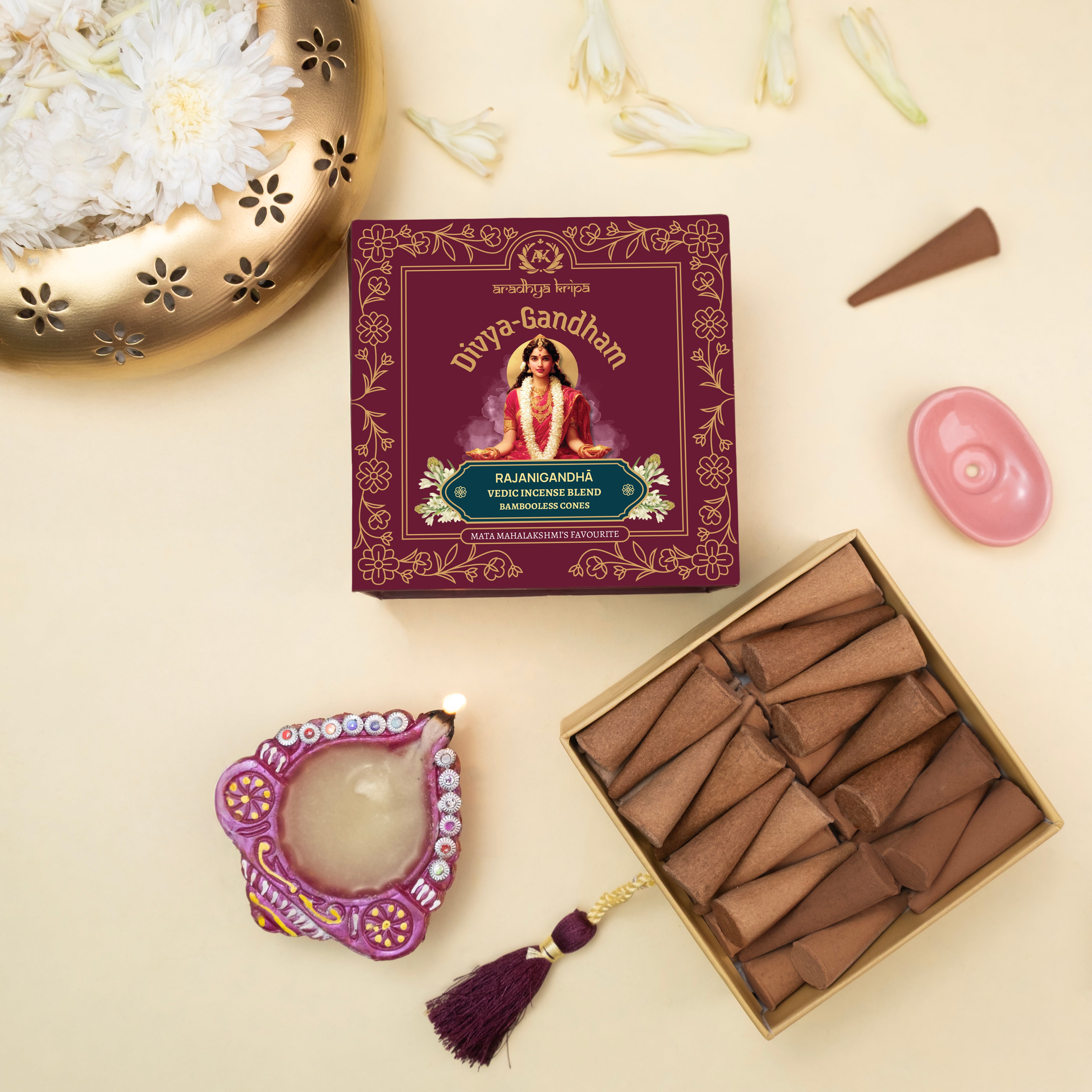 Vedic Incense (Dhoop) Cones -  Rajanigandha | Tuberose