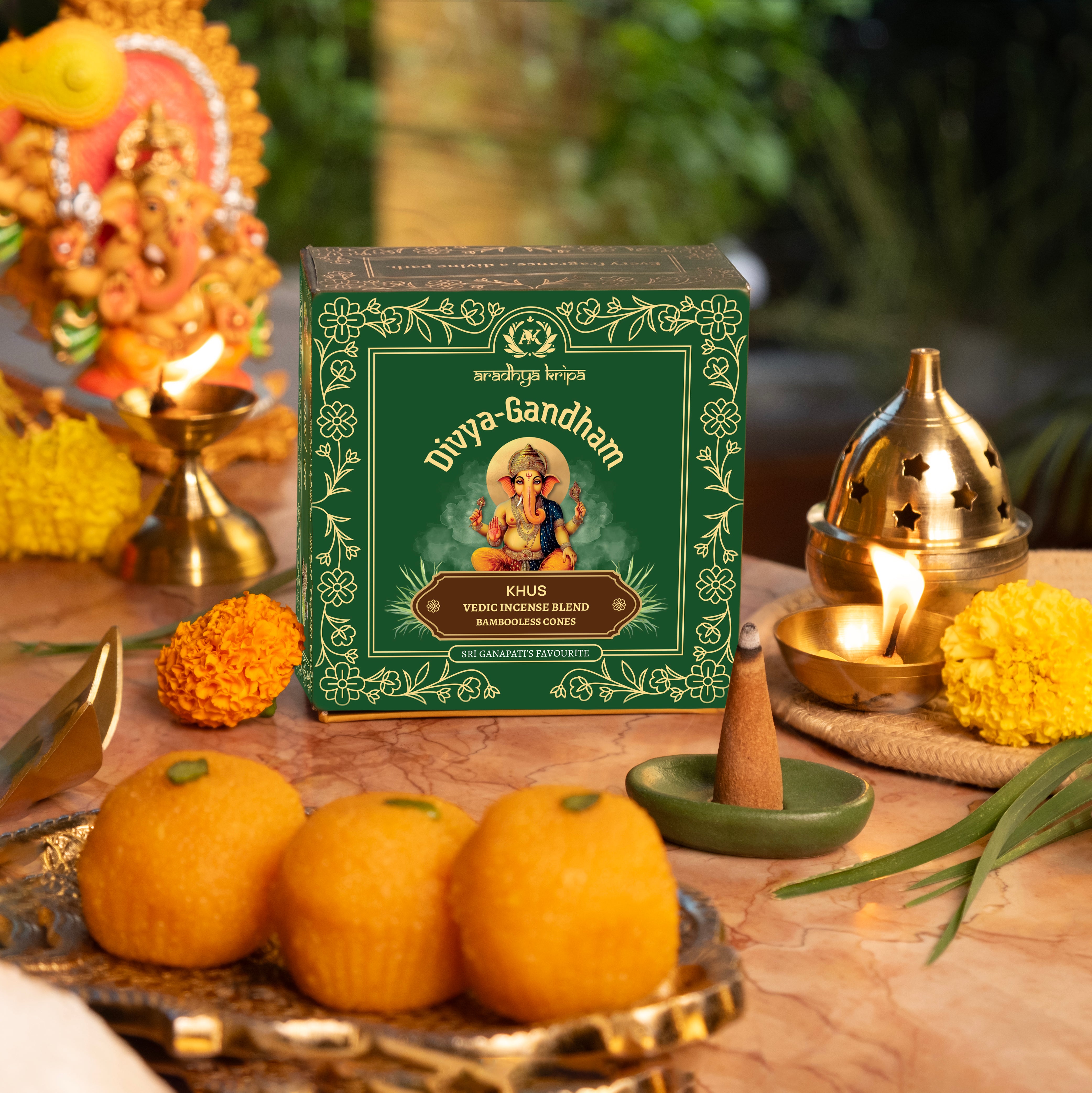 Vedic Incense (Dhoop) Cones -  Khus | Vetiver