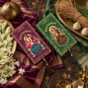 Two boxed sets of Divyagandham Vedic incense sticks featuring Rajnigandha for Devi worship and wealth attraction, and Khus (Vetiver) for aura cleansing and obstacle removal.