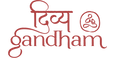 Red Divyagandham brand logo with Hindi script and English text displayed on a transparent background.